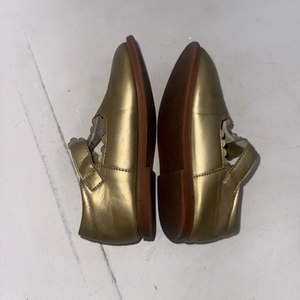 Felix & Flora Mary Jane Gold Metallic T-Strap Flats Dress Shoes Girls Size 9